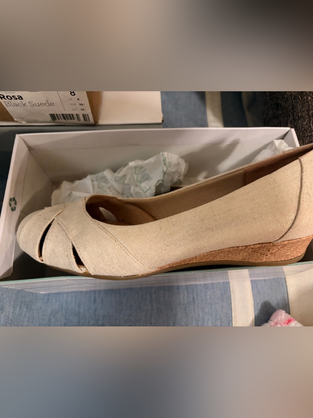Abella Cream Peep-Toe Cork Wedge Pumps